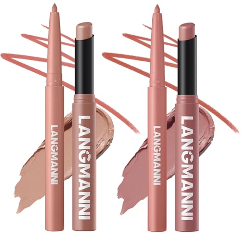 Image of 4Pcs Lip Makeup Set, 2 Lip Liners + 2 Matte Lipsticks | Includes 2 smooth lip liners and 2 creamy matte lipsticks for easy matching and long-lasting everyday lip looks.
