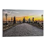 Póster de Praga-Charles Bridge (9) lienzo, arte para pared, sala de estar, pósteres, pintura, 20 x 30 cm