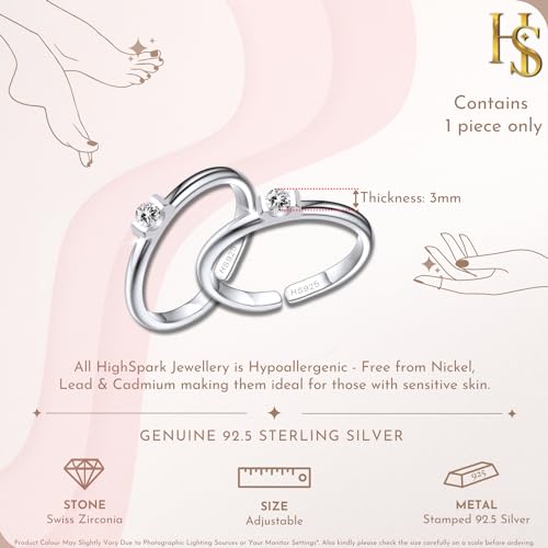 Spark Diamond Silver Toe Rings for 92.5 Sterling Silver Adjustable Toe Rings