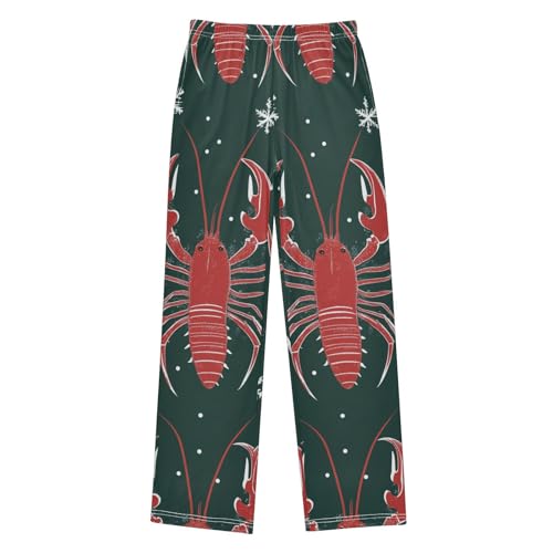 Lobster Snowflake Boys Long Pants Soft Trousers Elastic Waist Kids Lounge Bottoms with Pockets S-XL