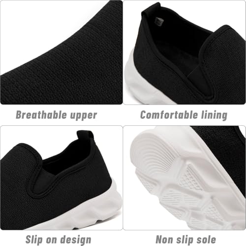 Image of Running Shoes Women Tennis Walking Gym Slip on Sneakers Workout Athletic Comfortable Fashion Sport Casual Shoe Black Size 9