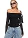 REORIA Off The Shoulder Tops for Women Tube Double Lined Mesh Going Out Shirts 2025 Fall Fashion Trendy Tops Black Small