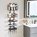 Consumest 6-Tier Hair Tool Organizer - Hair Dryer Holder Over The Door/Wall Mounted DIY Adjustable Shelf Bathroom Door Organizer with Hook for Curling Iron/Blow Dryer/Straightener Black