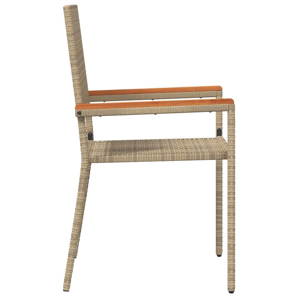 Gartenstühle 2er Set Stapelstühle Creme Braun aus Stahl & Akazienholz wetterfest 54 x 56 x 90 cm Modernes Design für Balkon Terrasse und Garten