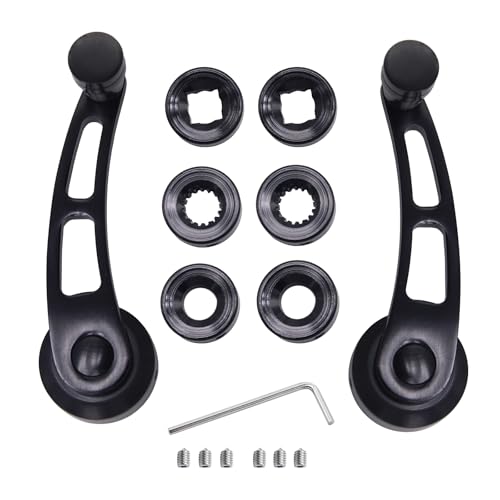 Image of 1 Pair Black Window Crank Handle Chrome Billet Aluminum 4 1 /4 Window Crank Handle Fits for Hot Rod Chevy Ford Chrysler