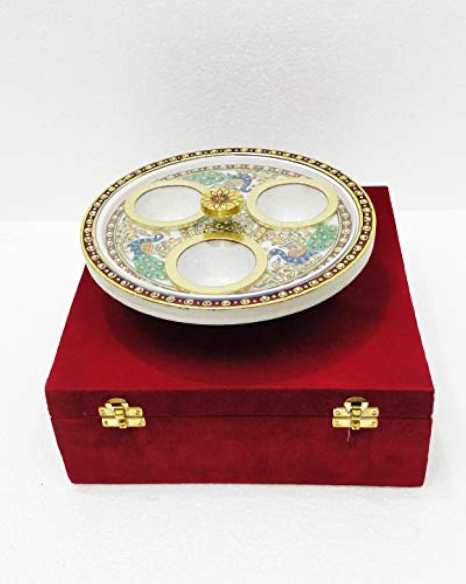 Natural Marble Revolving Tray, 3 Bowl Set