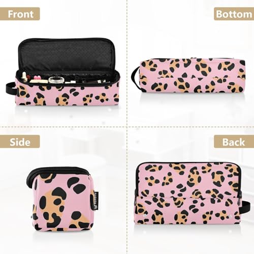 Bolsa de viaje para herramientas de cabello con alfombrilla térmica, estuche portátil para planchas, rizadores y secadores de pelo, organizador de accesorios para cabello con estampado de leopardo miniatura 5