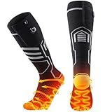 AGPTEK Heated Socks for Men Women, 5V 6000mAh Rechargeable Electric Heat Sock, Winter Foot Warmer Socks with 3 Heating Levels for Outdoor, Ski, Snowboard, Hiking, Camping, Fishing, Motorcycle, Black