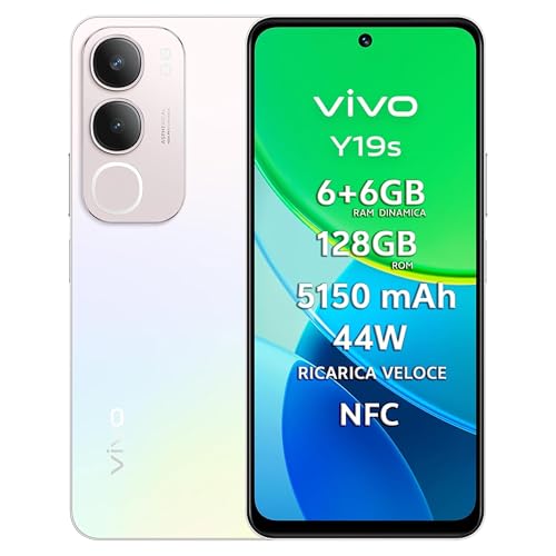 vivo Y19s Smartphone 4G, 6+6 GB RAM+128 GB, Fotocamera AI 50MP, Batteria 5150 mAh, Ricarica Veloce 44W, Display 6.68” 90Hz 1000 Nits, Audio 300% Stereo, UltraSottile 8.1mm