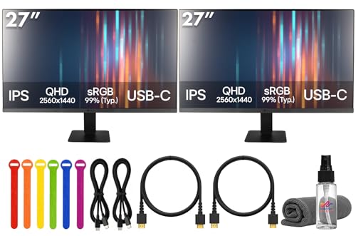 Image of LG 27U631A-B 27 inch QHD (2560x1440) Monitor Bundle (2-Pack) | IPS Display, 100Hz Refresh Rate, 5ms Response, HDR10, Reader Mode, Flicker Safe, USB-C & HDMI Ports + 2X USB-C Cable + Cleaning Kit + More