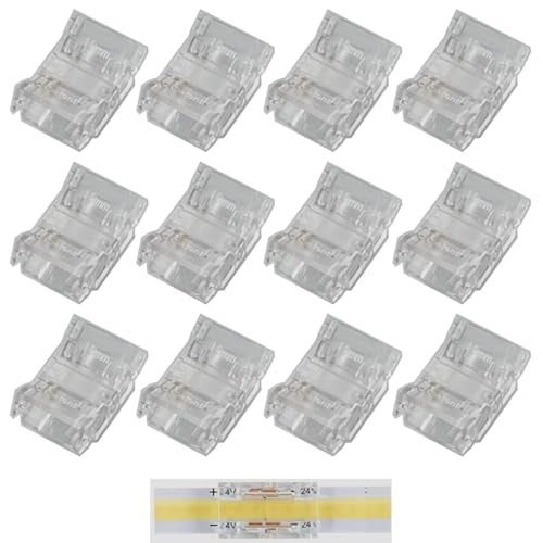 GTIWUNG COB 3 Pin 10mm Conector Kit, 12 Piezas Conector Directo, Conectores Tiras LED de 3 Pines y 10 mm de Ancho, Transparente, Sin Soldadura