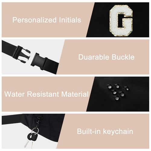 Image of Birthday Gifts for Women Men,Personalized Fanny Pack Crossbody Bag Waist Pack with Initial Letter Patch,Christmas Gifts Cute Trendy Stuff for Daughter Sister Her,Black G