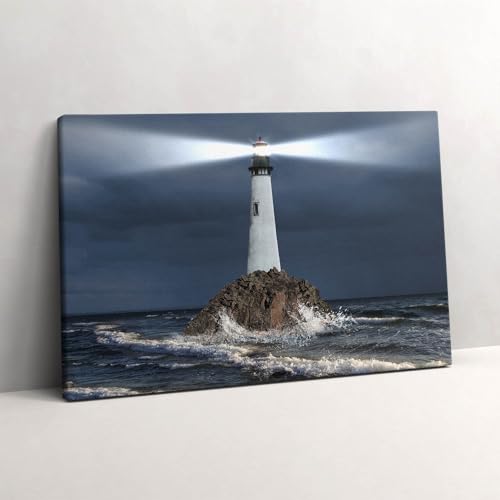 Murale d'art phare Wallfluent le charme de l'océan dans un tableau photo sur toile unique