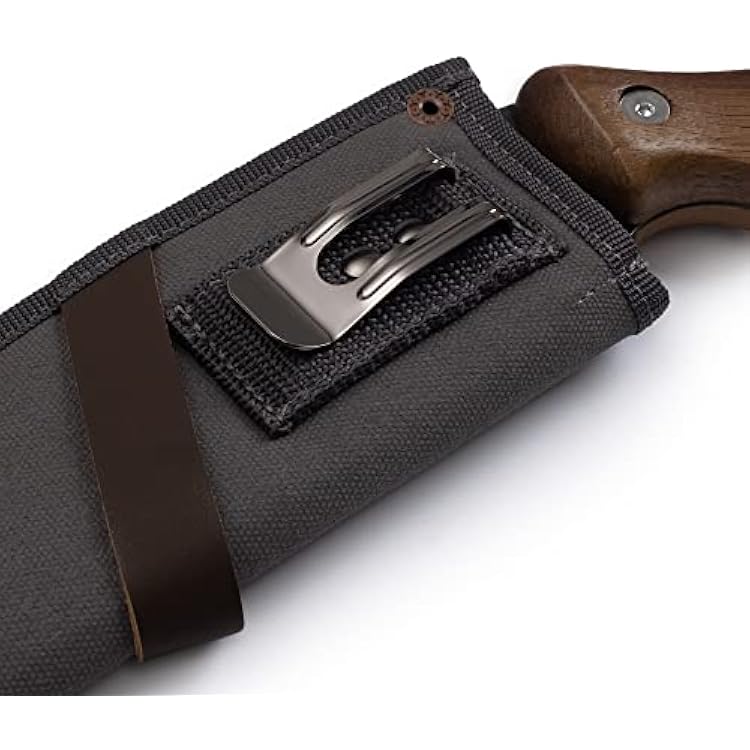 Barebones Timber Saw - Hand Saw with Ergonomic Walnut Handle for Camping, Pruning, and Wood Cutting - Curved Blade and Root Cutter with Sheath