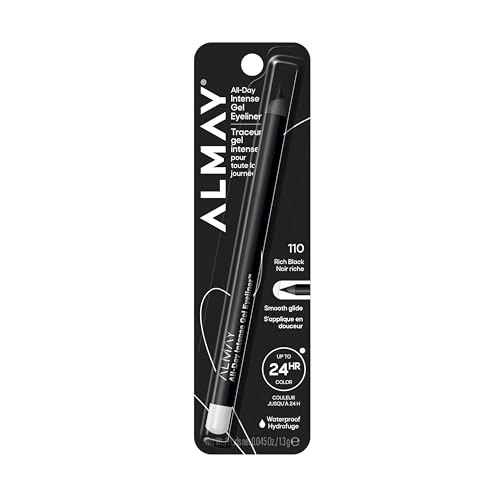 Almay Gel Eyeliner, Waterproof, Fade-Proof Eye Makeup, Easy-to-Sharpen Liner Pencil (Packaging May Vary), 110 Rich Black, 0.045 oz