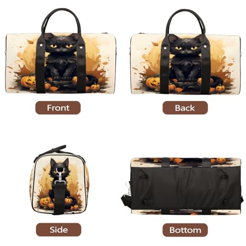 Halloween Black Cat Travel Duffel Bag for Women Men, Sport Tote Gym Bag Foldable Weekender Overnight Bag Waterproof Carry On Luggage Bag3