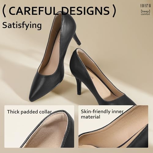 Idifu Black High Heels Pumps Closed Toe Heels Women'S Pumps Stiletto Pointed Toe Dress Shoes Wedding Prom Bridal Work Office Bride Trendy Dressy Comfortable Classic Pumps Shoes thumb #4