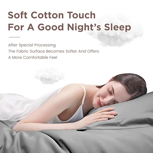 Image of Sophia & William Soft 100% Washed Cotton Sheet Set Queen Size, 4 Piece Grey