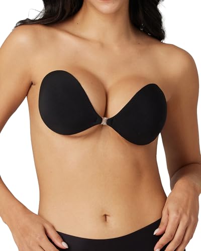 Image of Niidor Adhesive Sticky Invisible Bras: Backless Strapless Push-up Bra with Silicone Cups for Wedding, Party, Dress
