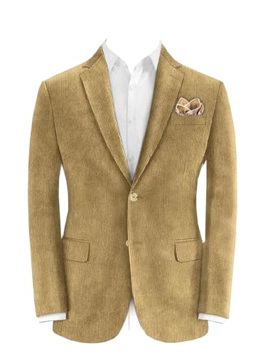 Beige Mens Corduroy 2 Pieces Tuxedo Prom Party Blazer Suit Jacket Pant2