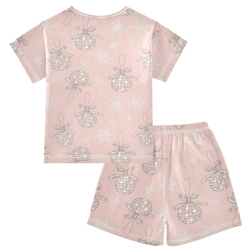 Pajama Short Sets Christmas Balls Snowflakes Soft Cotton Summer Sleepwear 2 Piece PJS Size 5-14T2