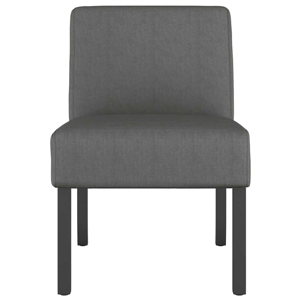 Chaise rembourrée en tissu gris foncé avec pieds en bois