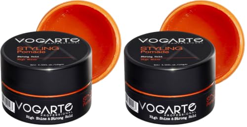 Hair Styling Pomade for Men, Strong Hold with Medium Shine, Water-Based Hair Wax, Classic Gentleman Grooming Product, Flexible All-Day Hold, Easy Rinse, 3.52 oz (Pack of 2)