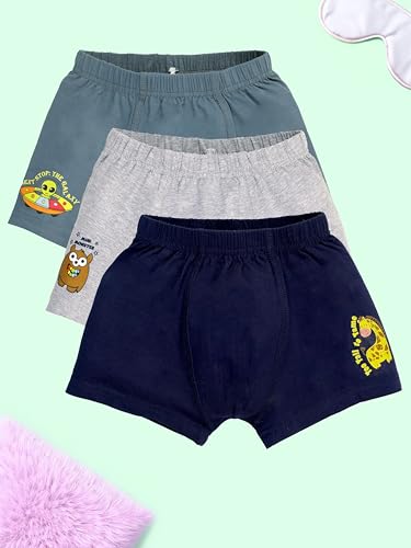 Image of KiddoPanti Boys Boxer Shorts Pack of 3 | Soft Cotton-Lycra Blend | Comfortable Fit with Bio Wash for All-Day Comfort | Kids Briefs