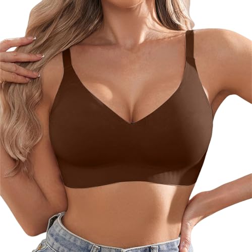 Sujetadores de gelatina para Mujers, sin Varillas, sin Costuras, Cobertura Completa, Soporte Suave, Brasier Deportivo antiflacidez, Transpirable, para Uso Diario, con Tirantes Anchos
