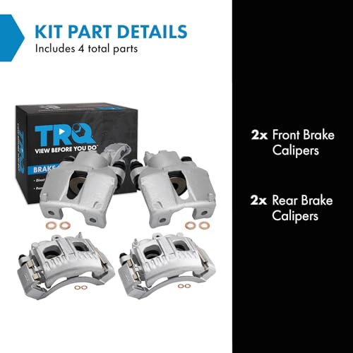 Image of TRQ Front and Rear Brake Caliper Set Zinc Coated Brackets Compatible with 1997-2002 Ford Expedition 1999-2004 F 150 1997-1999 F 250 1998-2002 Lincoln Navigator