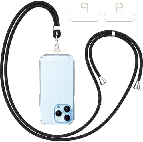 caslord Handyband Universal mit 2 Stück Universelles Patch | 160cm | Handy Lanyard mit Hülle kombinierbar | Einstellbar und Abnehmbar | für Sport Reisen und Babypflege