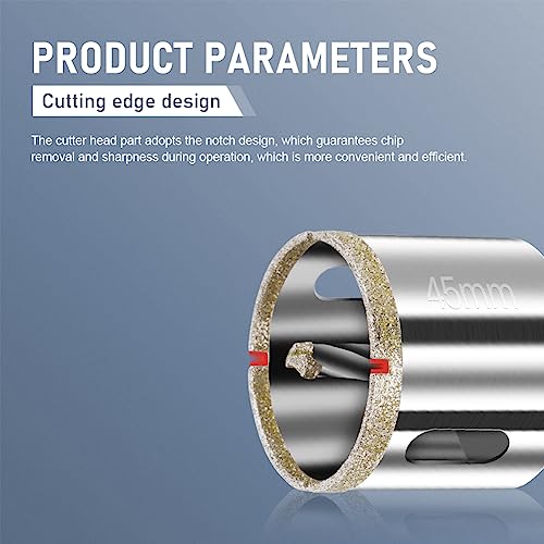 flintronic Diamond Drill Bit, 45mm Drill with Center Guide Bit, Glass Hole Saw Core Drill Bit with Diamond Surface Coating - Image 4