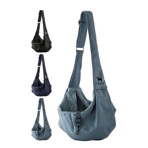 Noah & Paw Dog Sling Carrier for Small Dogs 5-18lb, Dog Sling for Small Dogs and Cats, Dog Carrier with Adjustable Padded Strap, Premium Twill, Lined with Fur, Double Safety Feature, Machine Washable