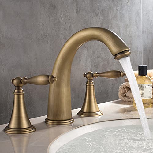 Robinetterie vintage lavabo laiton mitigeur 3 trous pour rénovation salle de bain rétro