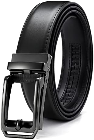 （03:30時点） [CHAOREN] ベルト メンズ ビジネス - オートロック式 大きいサイズ 紳士用ベルト 本革 - 使いやすい スーツ 穴なし 無段階調節 多サイズ 35mm幅 箱付き