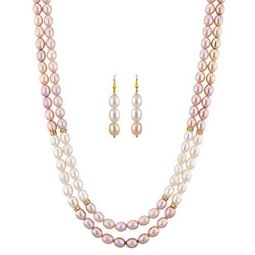 Image of Sri Jagdamba Pearls Dealer Crusty Pearl Necklace Set for Women and Girls | With Certificate of Authenticity AA Quality