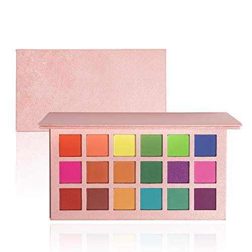 Matte Eyeshadow Palette Makeup, Highly Pigmented 18 Bright Colorful Eye Shadow Palettes, Blendable Long lasting Rainbow Silky Powder Shades