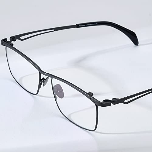 Image of FONEX Pure Titanium Glasses Frame Men Square Magnet Clip On Eyeglasses with Polarized Lens