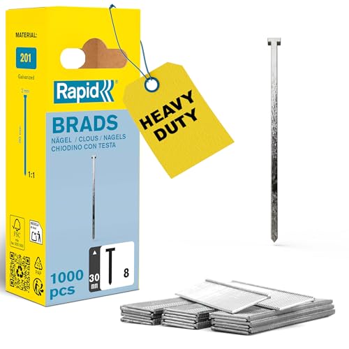 Rapid High Performance No.8 Galvanised Steel Brad Nails, Wire Length: 30 mm, 40109536 - 1000 Pieces
