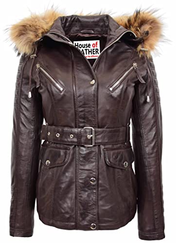 Parka en cuir véritable femme Layla marron : fini le froid sans style cet hiver