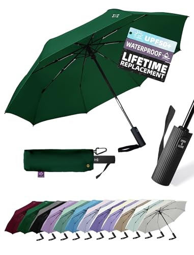 LILAC Windproof Travel Umbrella for Rain - 43" Compact Folding Umbrella, Reinforced Strong Frame, Lightweight Portable Parasol with UPF 100+ UV Sun Protection, Cruise Ship Essentials