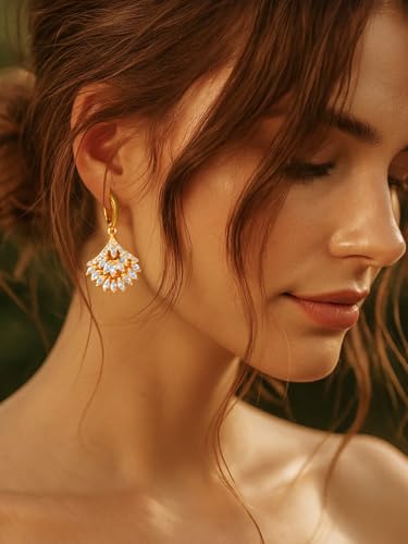 Image of Rubans Hoop Drop Earrings Gold Plated Stylish Trendy Jewellery Gift for Women & Girls