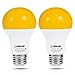 LOHAS Sensor Light LED Bulbs Dusk to Dawn, Amber Yellow Bug Light Bulb, Smart Sensor Auto ON/OFF, A19 40W Equivalent, 500 LM, 110V-130V, Indoor/Outdoor Automatic Security Porch Yard Lighting, 2Pack
