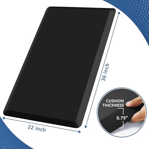 Image of 0.8 inch Thick Kitchen Mat Cushioned Anti Fatigue Rug Comfort Floor Mats | Water-Resistant, Non-Slip, Easy to Clean Comfort Floor Mat for Kitchen, Sink & Office, Multiple Colors & Sizes, 36 inch x 22 inch
