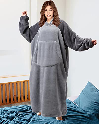 Dgdgbaby Oversized Hoodie Wearable Blanket, Microfiber And Sherpa Wearable Blanket Sweatshirt Fleece Wearable Blanket With Giant Pocket For Women Men Teens (Dark Grey) #TOP7