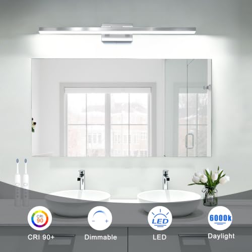 Image of IZORRO Modern Bathroom Vanity Light 48 inch, Rotatable, 36W Dimmable Led Bathroom Light Fixture Over Mirror, Chrome Vanity Light Bar (Cool White 6000K)