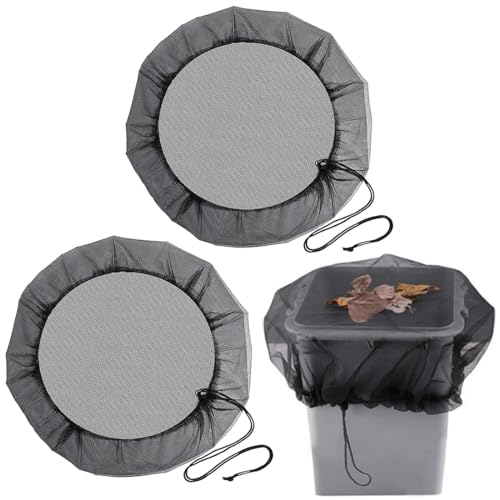 2 Pcs Filet pour Citerne de Pluie,Résistant aux intempéries,Filet de Protection Réglable,avec cordon de serrage de 80 cm de diamètre,Protection Contre Les Feuilles, Les moustiques