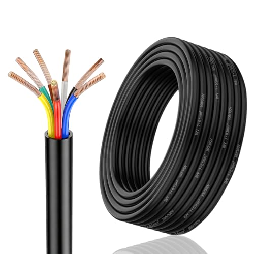 Qiping 7 Adriges Anhänger Kabel 10m 12V/24V AnhängerKabel 7 Polig LED-Rücklichter Verkabelung Kabel mit Kabelquerschnitt 7 x 0 5mm Für KFZ LKW RV