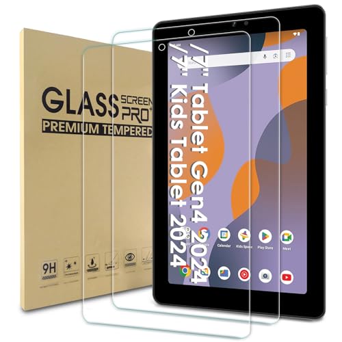 WD&CD 2 Pack Screen Protector Compatible with Onn 7 Tablet Gen4 2024/Onn 7 Kids Tablet 2024 Case Friendly Tempered Glass for Onn 7inchAnti Scratch Anti BubbleHigh Definition