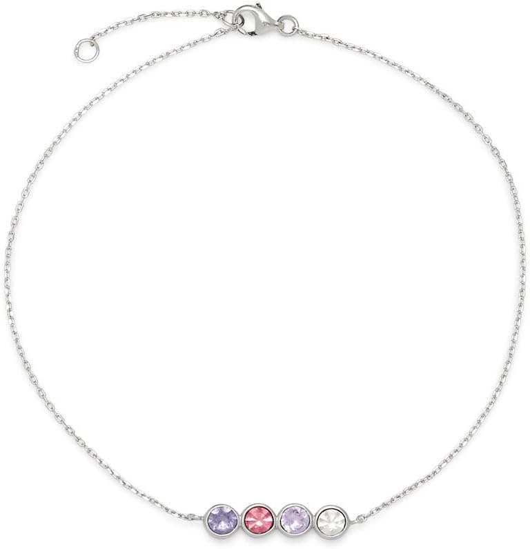 EVE'S ADDICTION Custom Anklets - Sterling Silver Four Stone Birthstone Anklet - Gifts for Mom